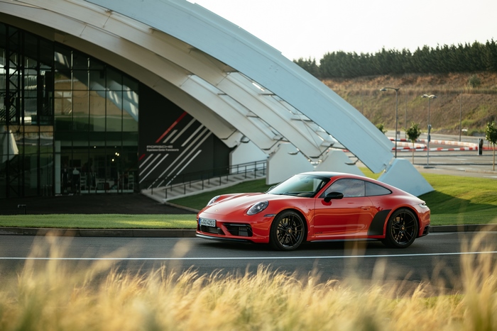 Red Porsche 911 Carrera GTS at Porsche Center