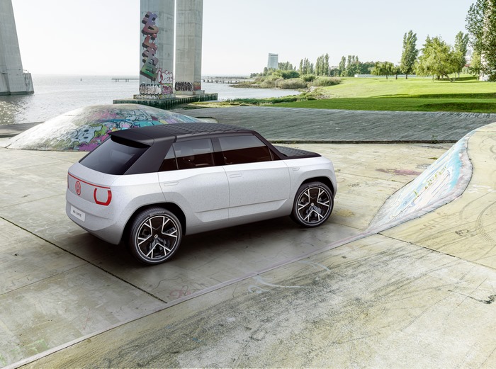 Volkswagen I.D. LIFE electric concept car in skate park