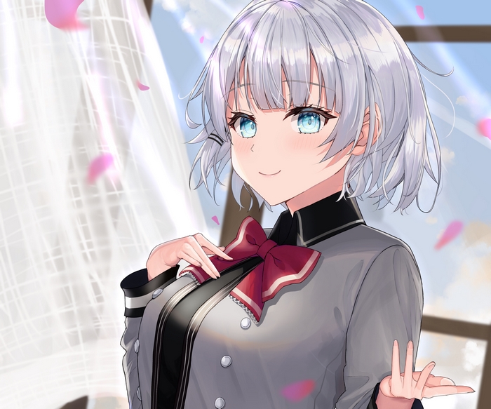 Siesta smiling in her school uniform