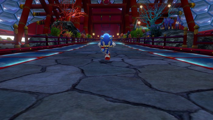 Sonic the Hedgehog running through Sonic Colors Ultimate