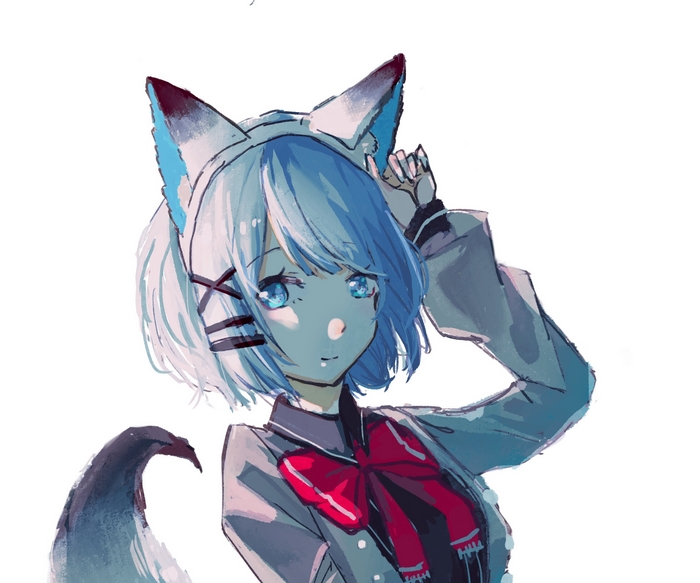 Siesta with Blue Fox Ears and Tail