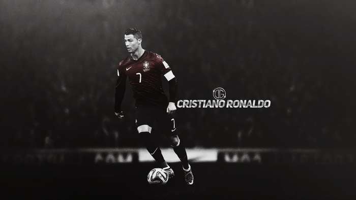 Cristiano Ronaldo Portugal football monochrome action