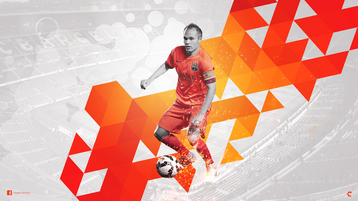 Andrés Iniesta FC Barcelona geometric football art