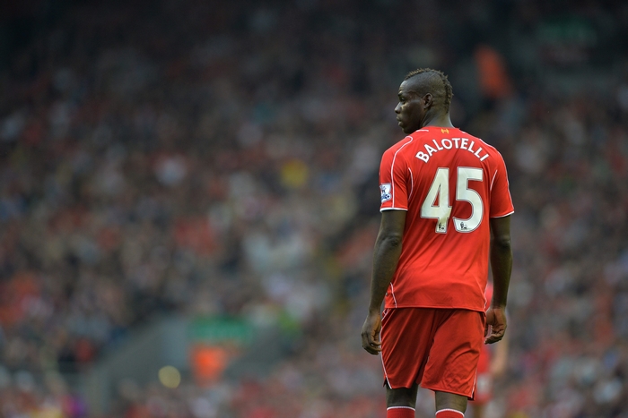 Mario Balotelli in Liverpool F.C. jersey number 45