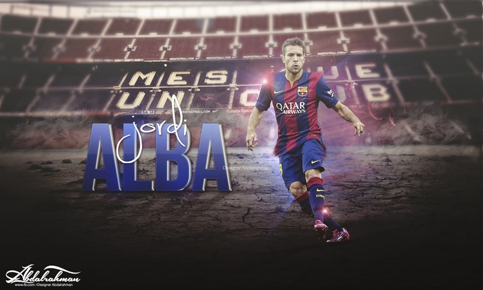 Jordi Alba playing for FC Barcelona at Camp Nou