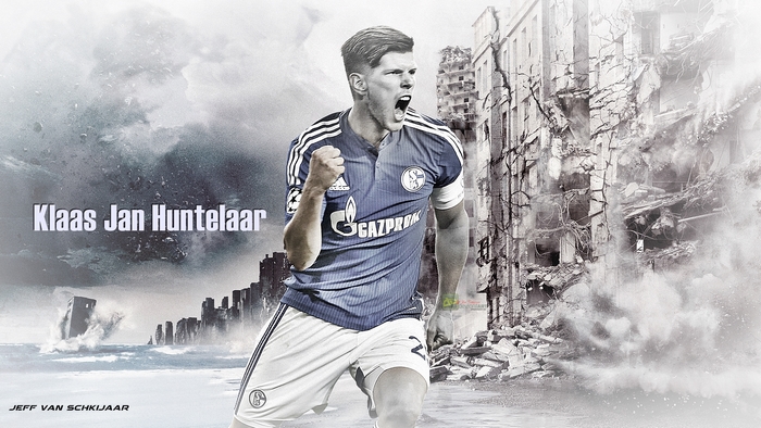 Klaas-Jan Huntelaar Schalke 04 celebrates in ruins