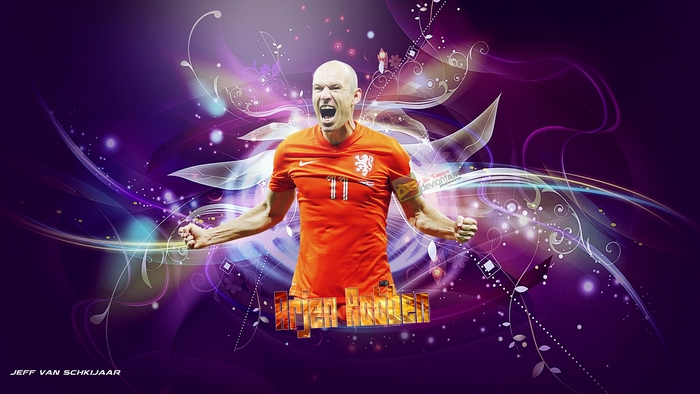 Arjen Robben triumphant in vibrant Netherlands football art