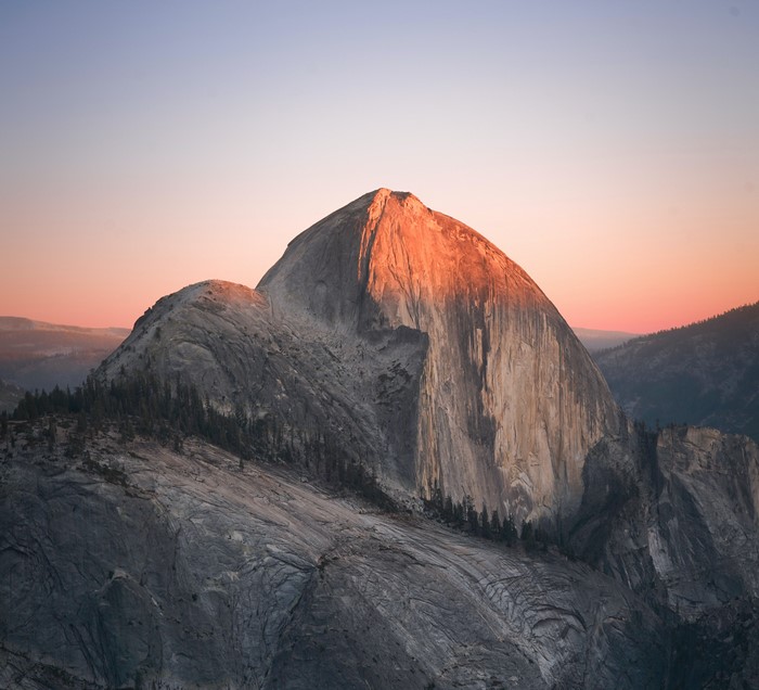 Yosemite's Half Dome Bathed in Sunset Alpenglow