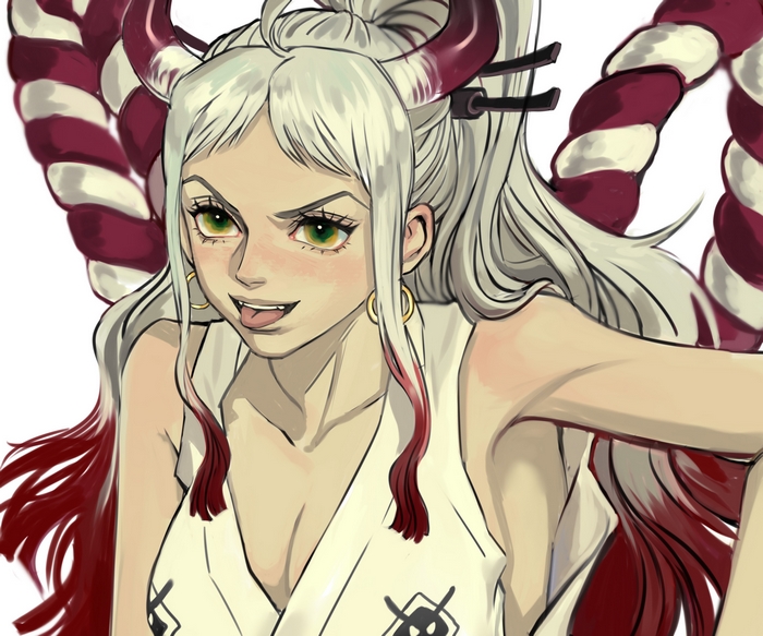 Yamato One Piece with a playful smirk
