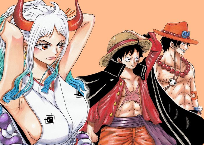 Yamato, Luffy, and Ace from One Piece
