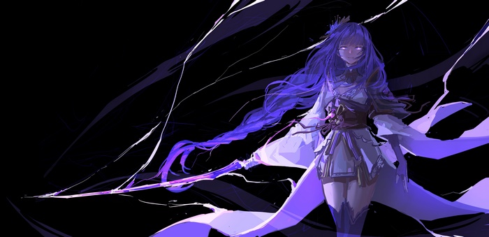 Baal Raiden Shogun wielding glowing purple sword
