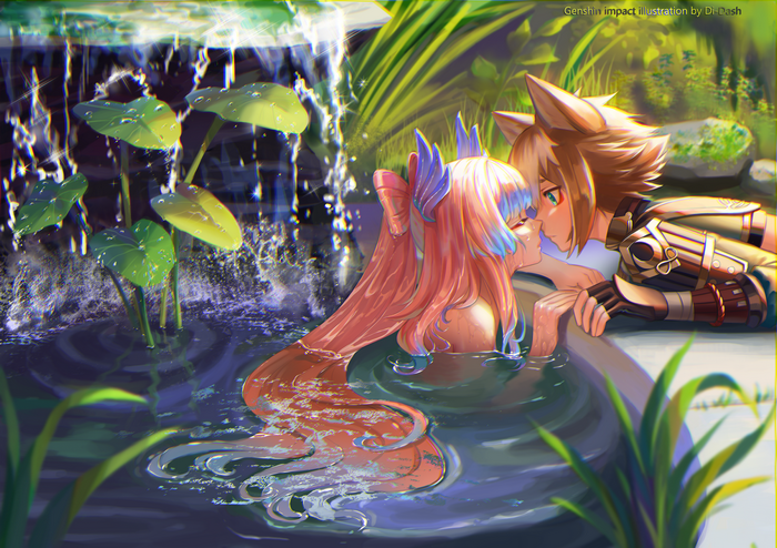 Gorou and Sangonomiya Kokomi Intimate Moment