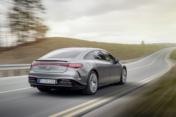 Mercedes-AMG EQS 53 Electric Luxury Car on Winding Road