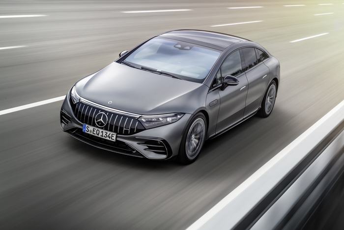 Mercedes-AMG EQS 53 4MATIC+ electric luxury car driving
