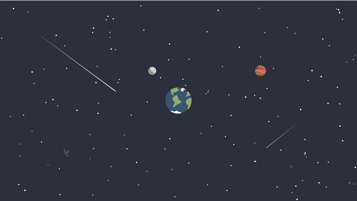 Stylized Sci Fi Solar System with Earth and Moon