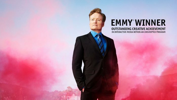 Conan O'Brien Emmy Winner in Blue and Pink Smoke