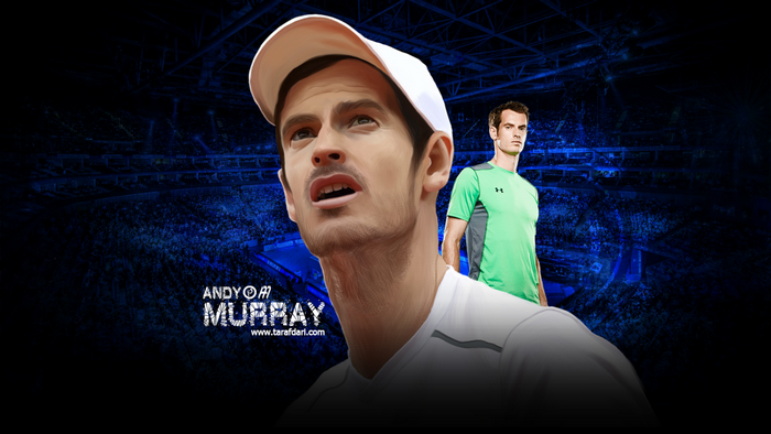 Andy Murray Tennis Player Stylized in Blue Stadium