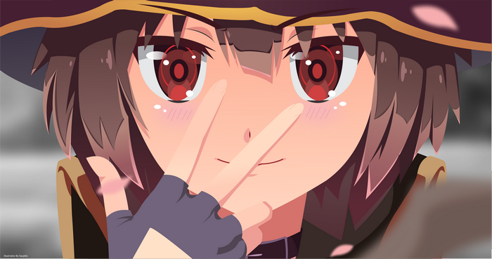 Megumin Close-Up with Peace Sign Gesture