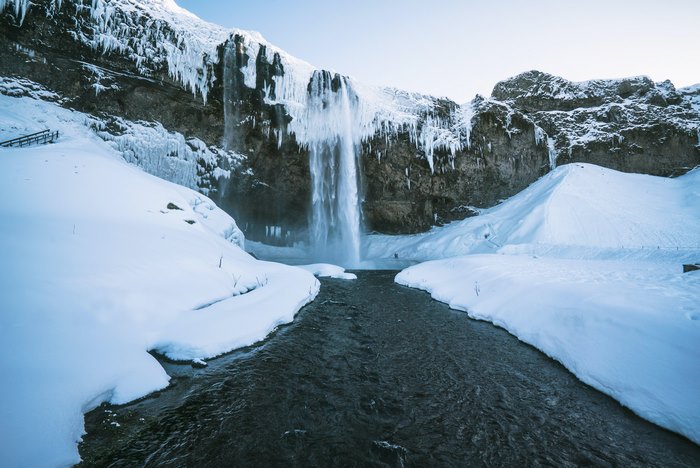 Seljalandsfoss Waterfall in Winter