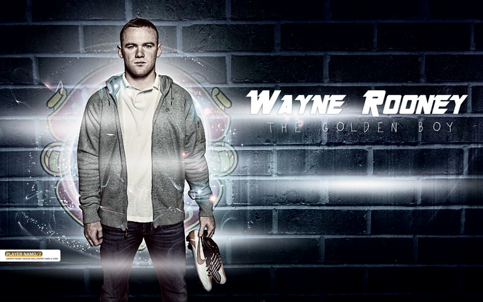 Wayne Rooney The Golden Boy holding soccer boots