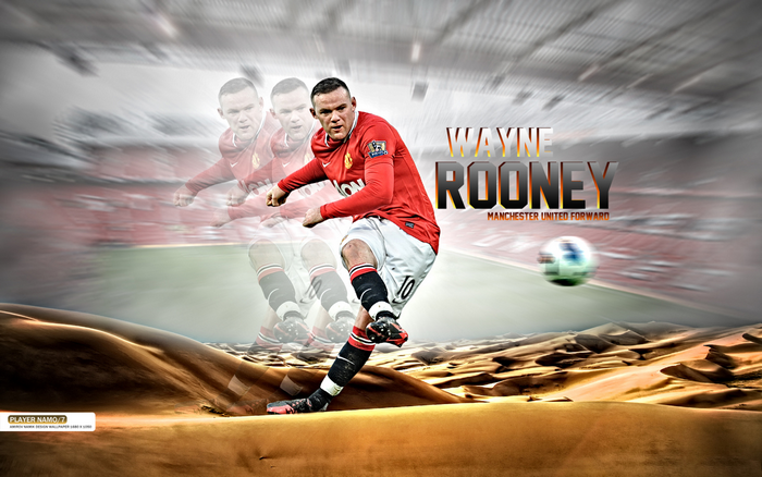 Wayne Rooney kicking ball for Manchester United