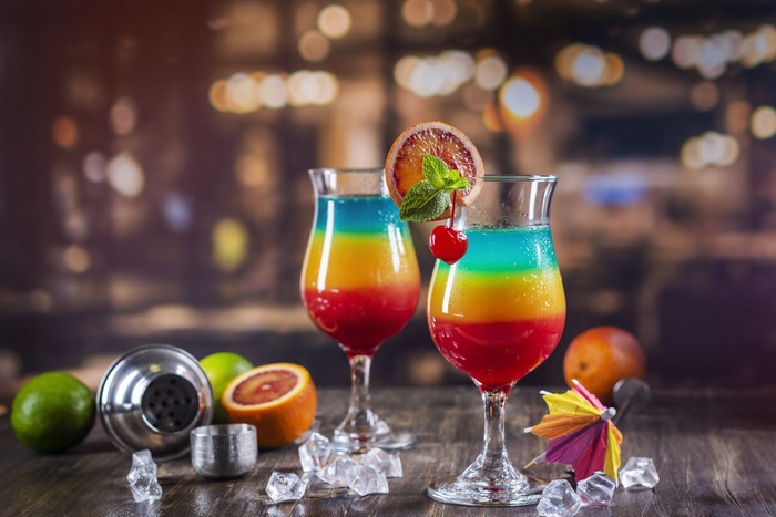 Colorful Layered Cocktails Still Life