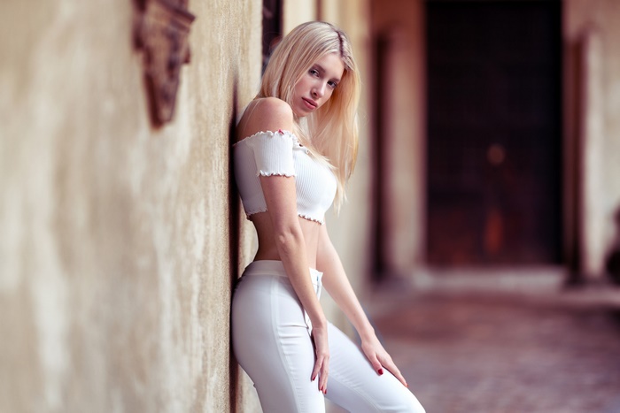 Blonde Model with Depth of Field Effect