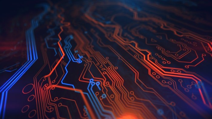 Glowing Red and Blue Circuit