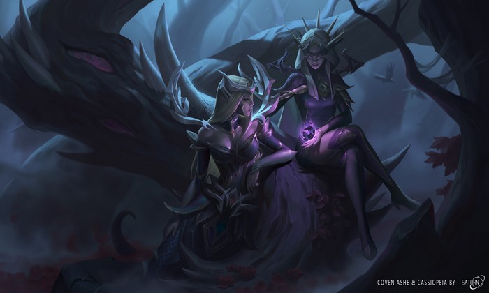 Coven Ashe and Cassiopeia in a dark forest