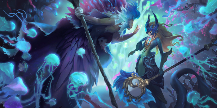 Nami and the Ancient Sea Guardian in Runeterra
