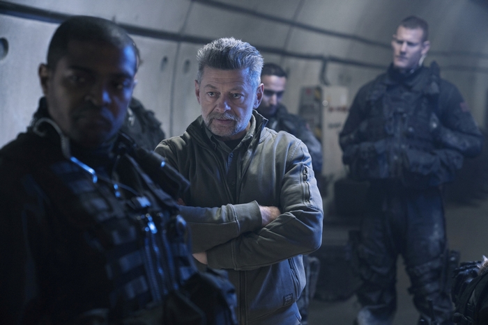 Andy Serkis and soldiers in SAS: Red Notice