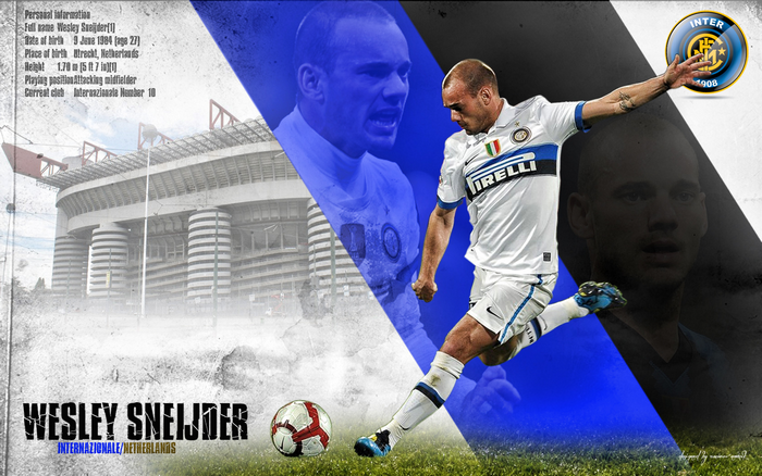 Wesley Sneijder Inter Milan football action at San Siro