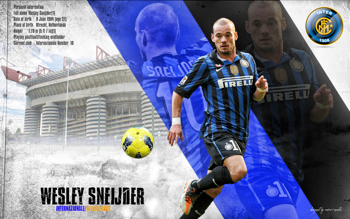 Wesley Sneijder Inter Milan Football Action San Siro Stadium