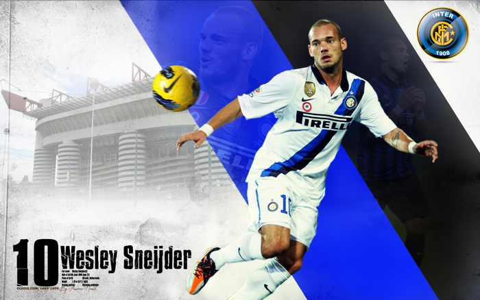 Wesley Sneijder in Inter Milan jersey with San Siro stadium