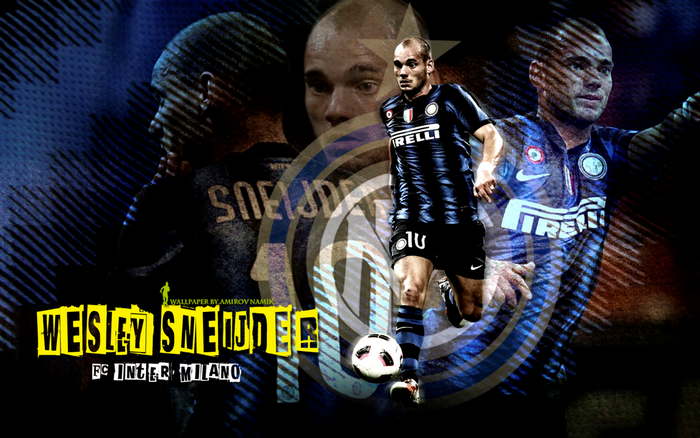 Wesley Sneijder in Inter Milan jersey with football