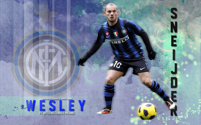 Wesley Sneijder Inter Milan Football Player with Ball