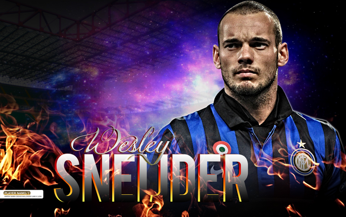 Wesley Sneijder Inter Milan with fiery cosmic background