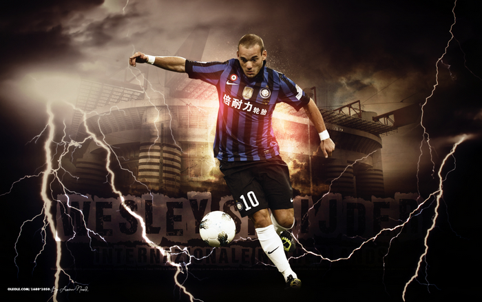 Wesley Sneijder Inter Milan: electrifying football in stadium