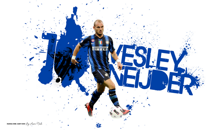 Wesley Sneijder Inter Milan Blue Paint Splatter Art