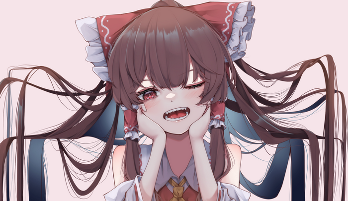 Reimu Hakurei's mischievous fanged grin