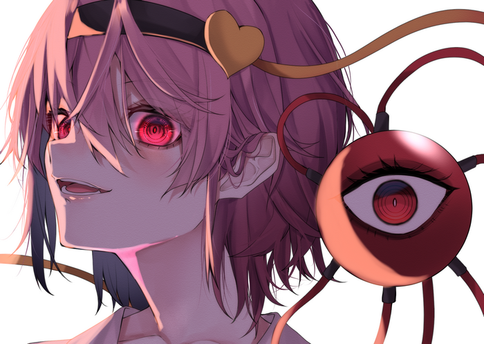 Satori Komeiji with glowing red eyes and mysterious orb