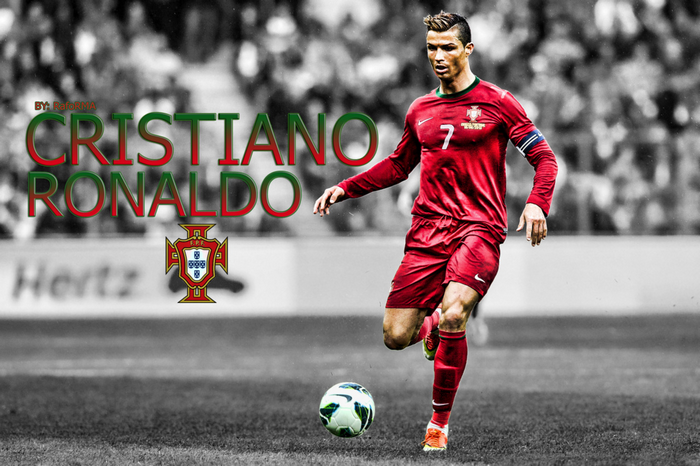 Cristiano Ronaldo playing football for Portugal