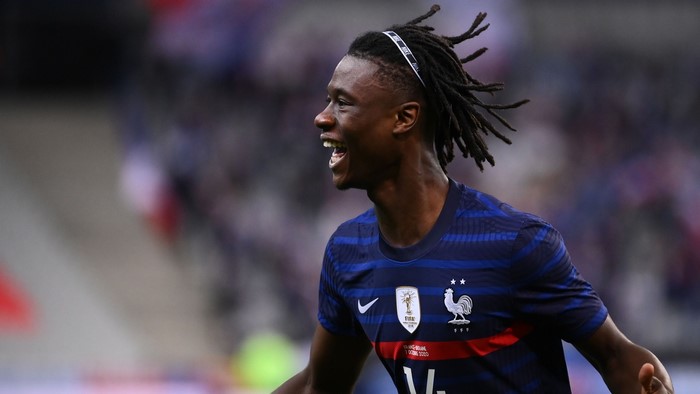 Eduardo Camavinga celebrates playing for France