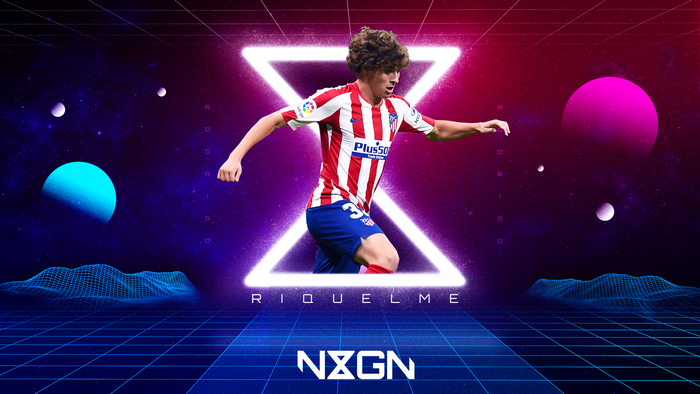 Rodrigo Riquelme Atlético Madrid neon hourglass art