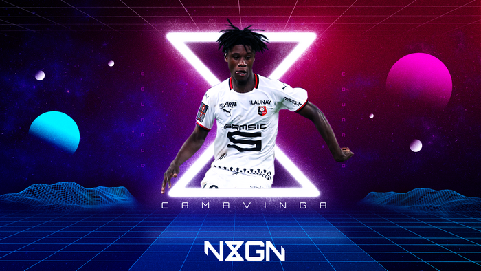 Eduardo Camavinga futuristic neon soccer art
