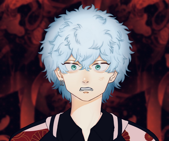 Angry Souya Kawata with light blue hair