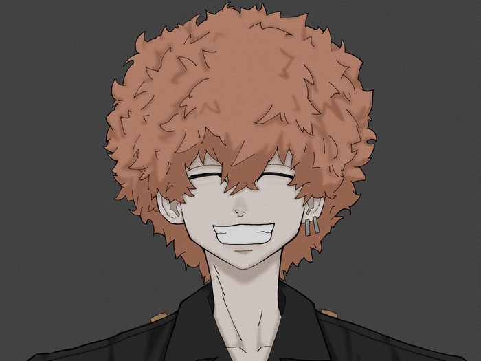 Nahoya Kawata smiling with curly orange hair