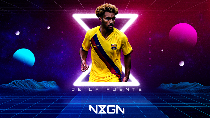 Konrad De La Fuente FC Barcelona in neon space art