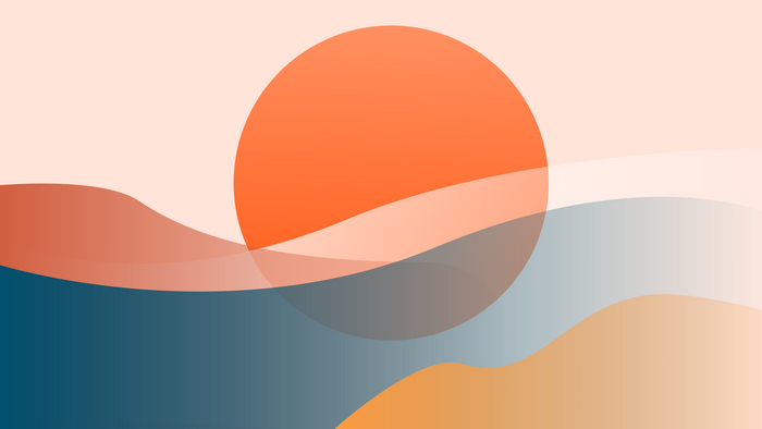 Artistic Wavy Shapes Sunset Seascape