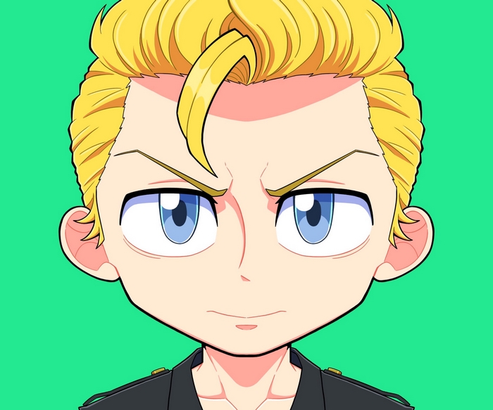 Takemichi Hanagaki anime character with intense gaze